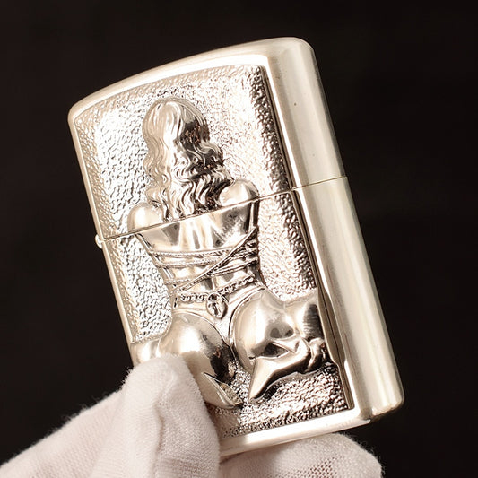 New Windproof Kerosene Lighter: Girl Smoking and Rope