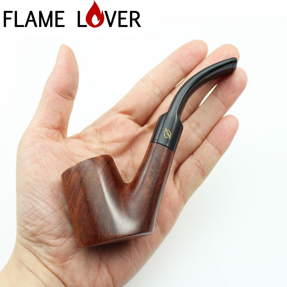 Solid RoseWood Flat bottom Smoking Pipe + Pouch